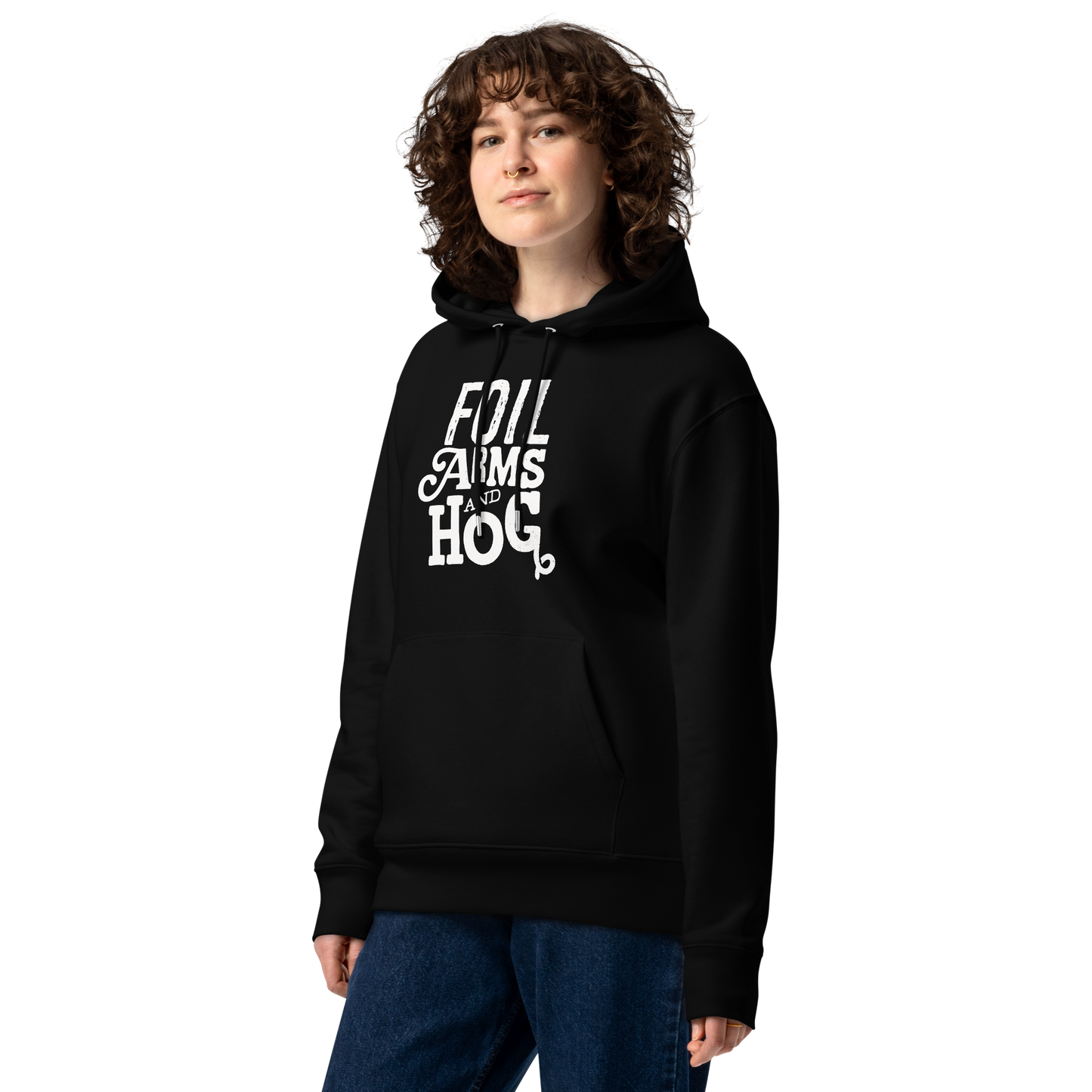FOIL ARMS & HOG – New Title Logo front Hoodie (Adults)