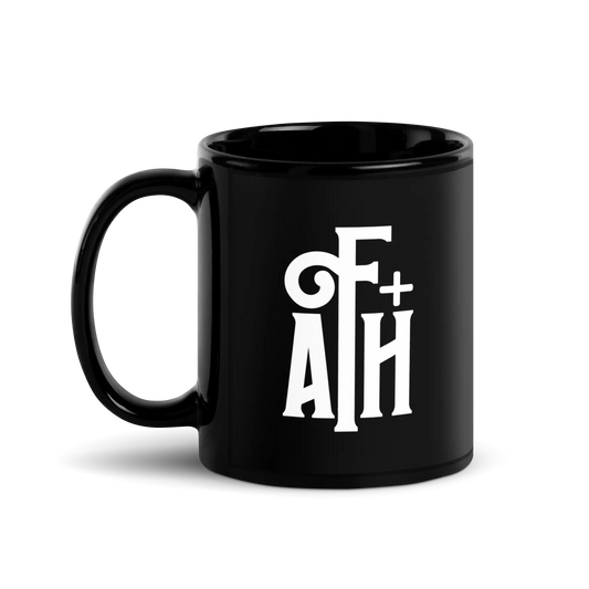 Foil Arms and Hog merchandise black mug with FA+H mini logo