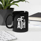 Foil Arms and Hog merchandise black mug with FA+H mini logo