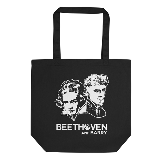Foil Arms and Hog merchandise black tote shopping bag with Beethoven and Barry design from the live show SWINES