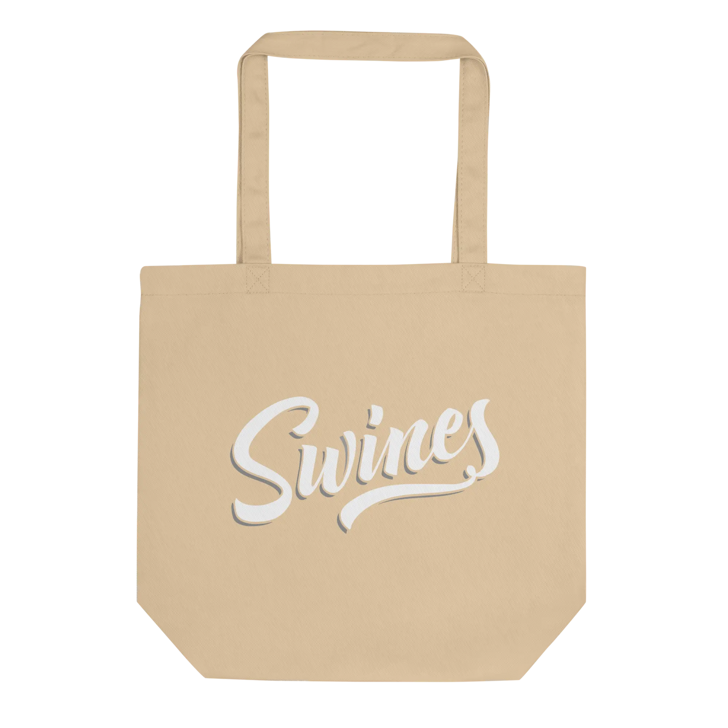Foil Arms and Hog merchandise beige tote shopping bag with SWINES live show logo